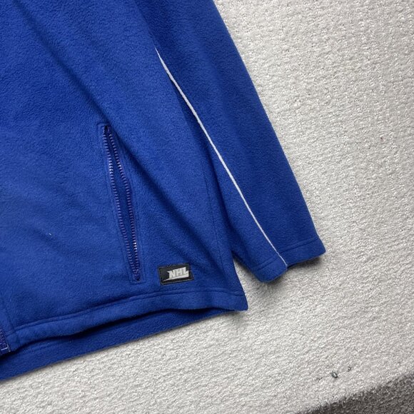 VTG NHL Edmonton Oilers Hockey Mens Sz L Polar Fleece Jacket Blue / Orange Read - Picture 5 of 16